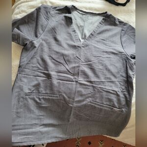 Women's Figs Gray V-Neck Scrub Top XL